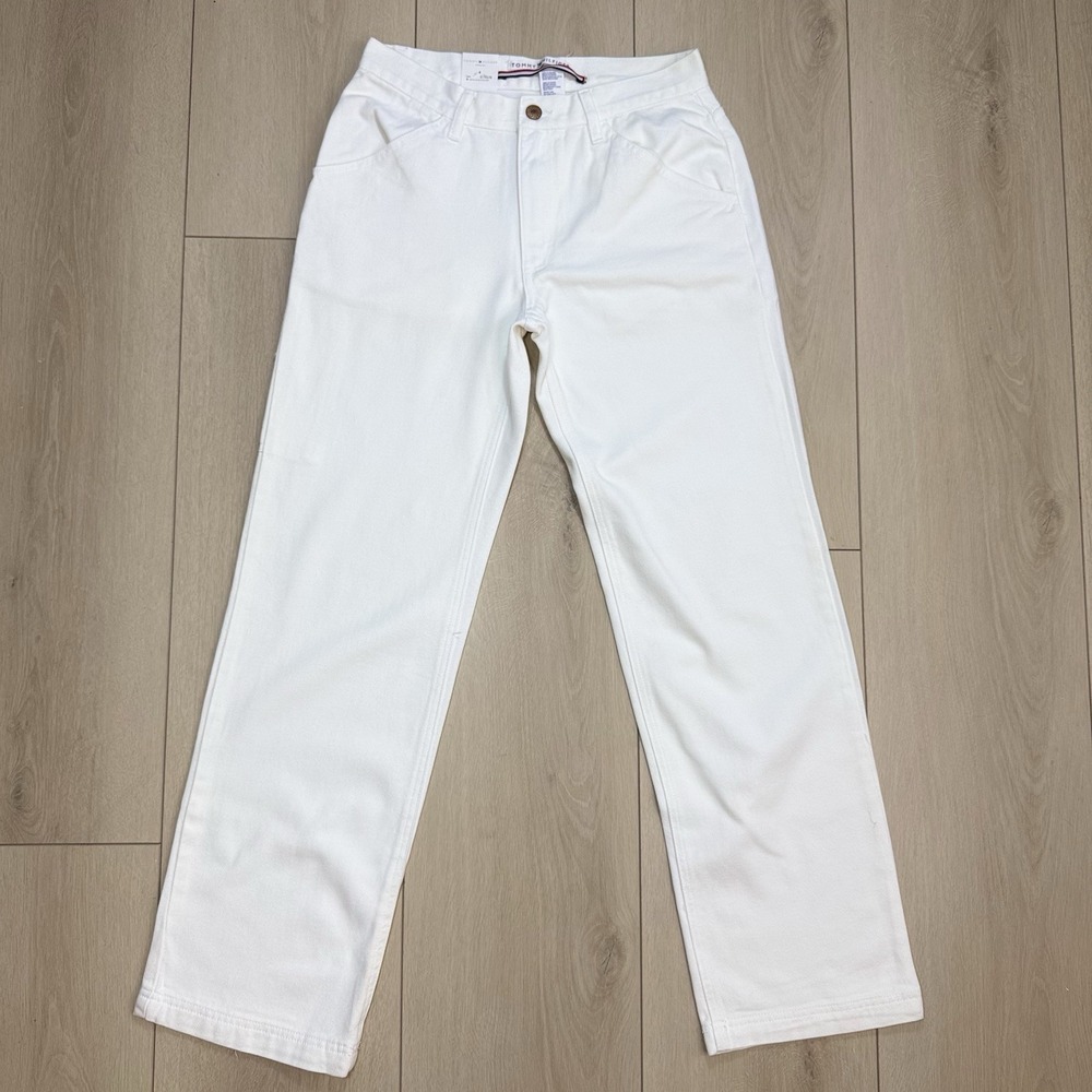 Y2K Tommy Hilfiger Jeans Womens 4 White Relaxed Carpenter Denim Pants NWT 2001 4